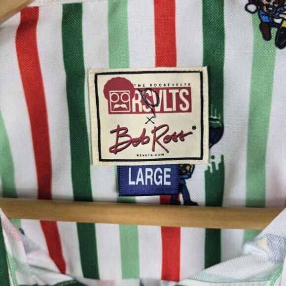 NWT Men's The Roosevelts RSVLTS Bob Ross Christmas Button Down Shirt Sz Large - Picture 5 of 13